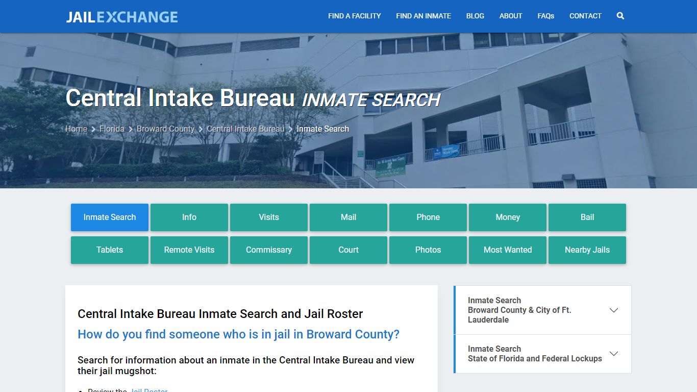 Central Intake Bureau Inmate Search - Jail Exchange